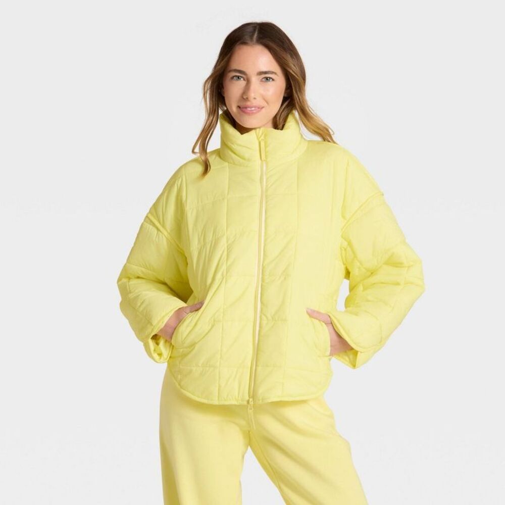 Open Box - JoyLab - Women's Oversized Quilted Puffer Jacket - JoyLab L Yellow